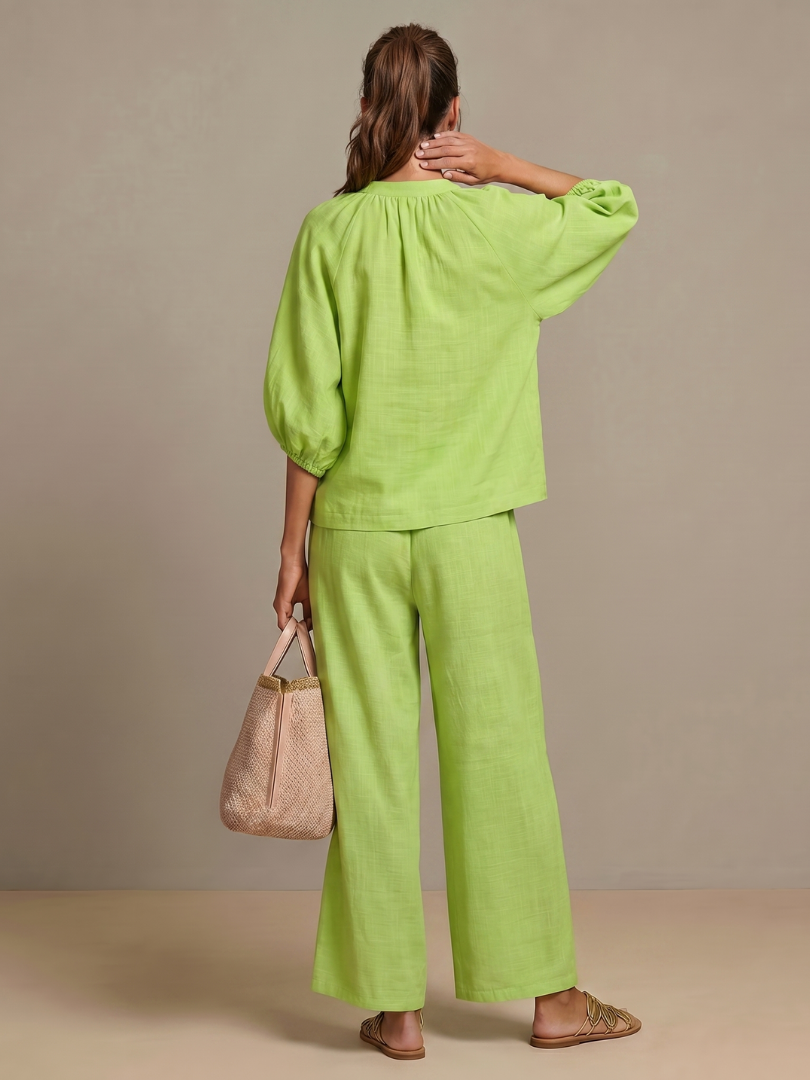 Natalia | Blouson-Top mit Reißverschluss und weit geschnittene Hose