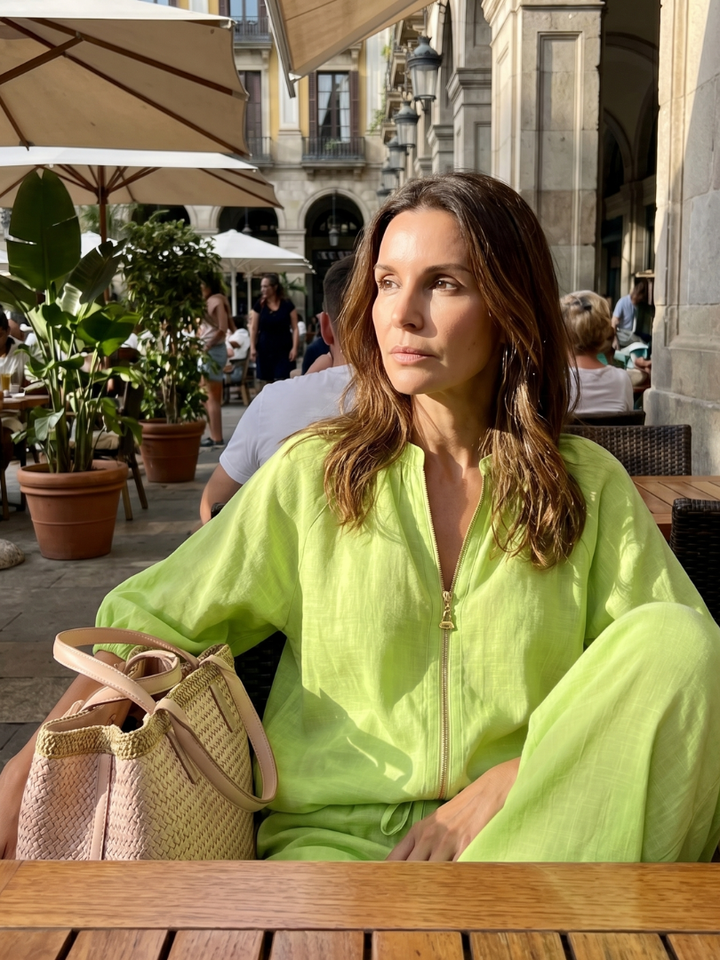Natalia | Blouson-Top mit Reißverschluss und weit geschnittene Hose