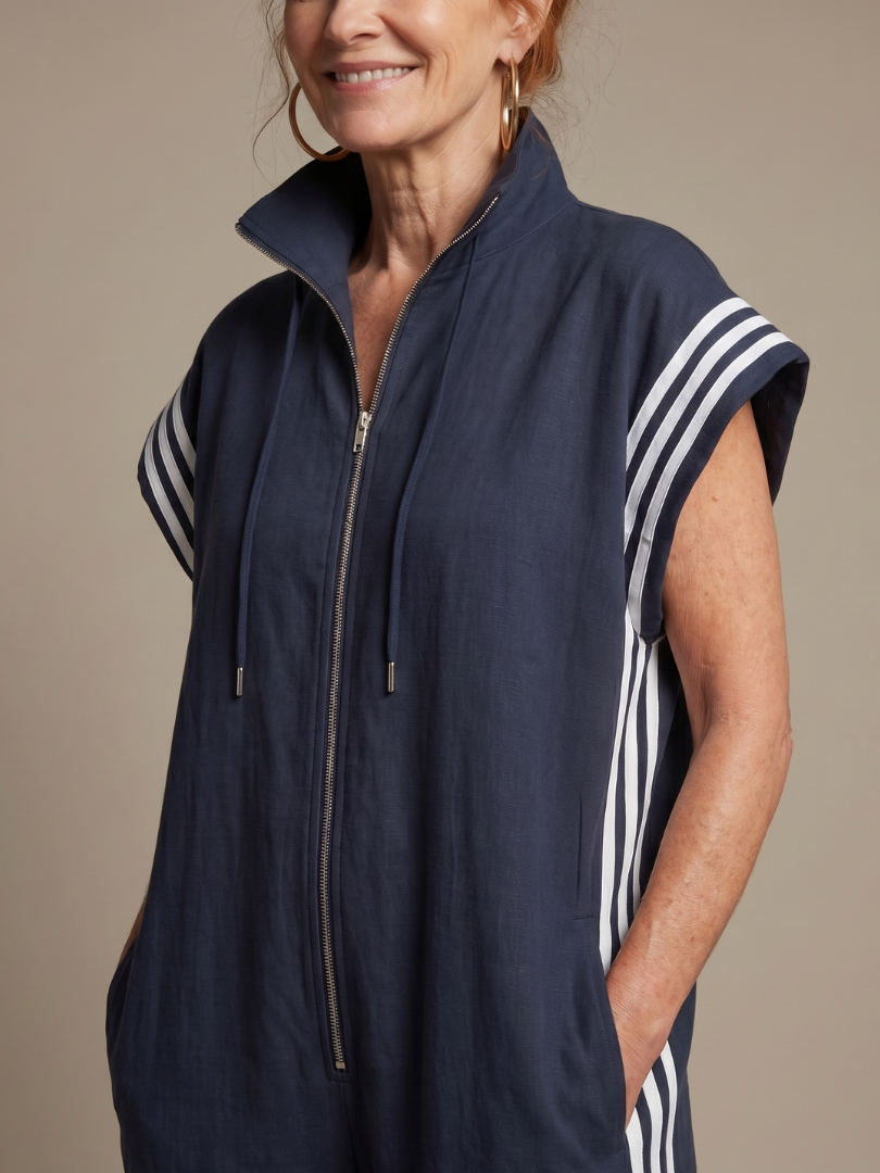 Lark | Jumpsuit mit Reißverschluss und Streifenpanel