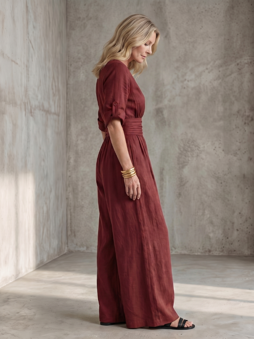 Wanda | Kreuz-Front Weitbeiniger Jumpsuit