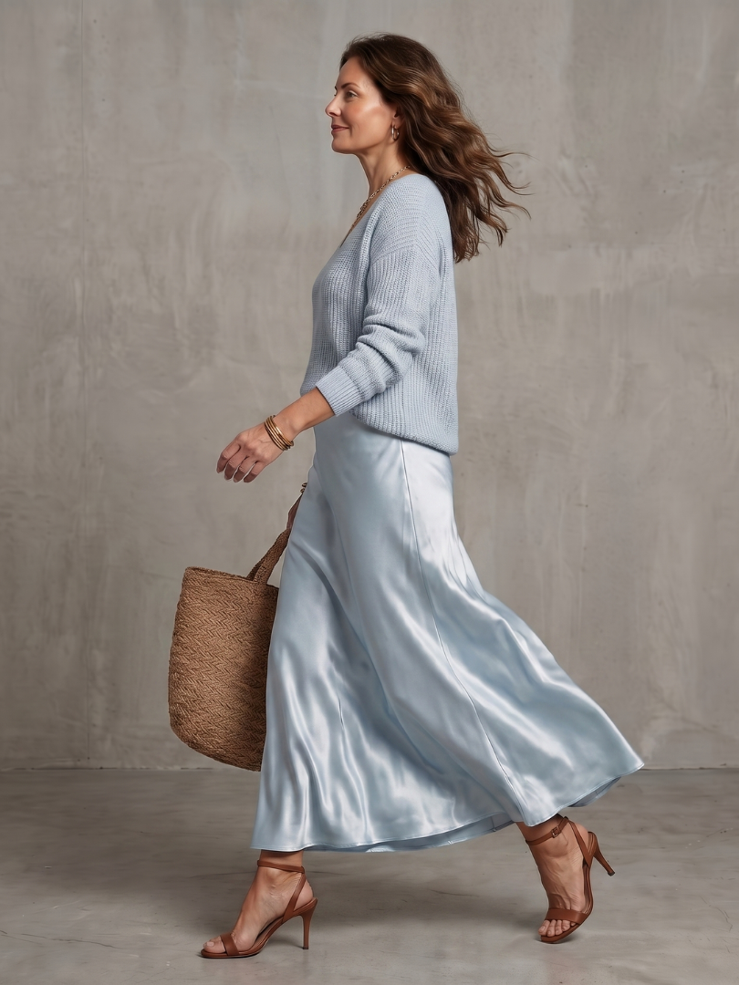 Luciana | Bias Fall Satinrock Stricklagen-Set