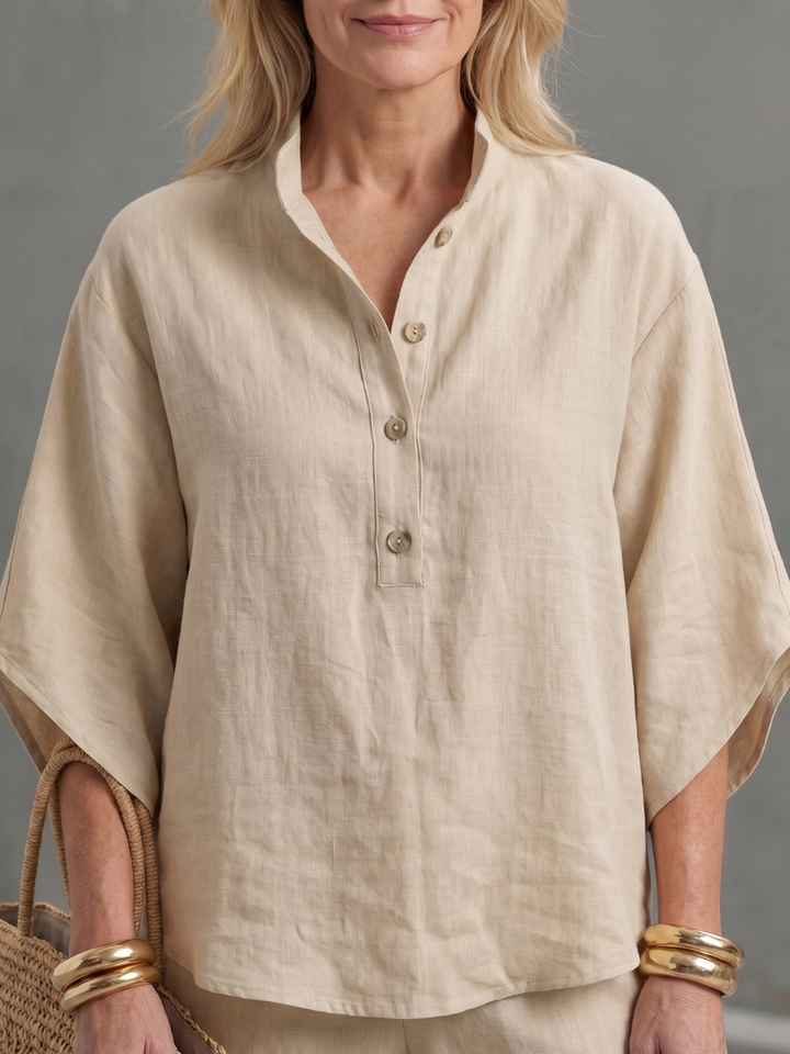 Amity | Knopf-Front Relaxed Tunika-Hosen-Set
