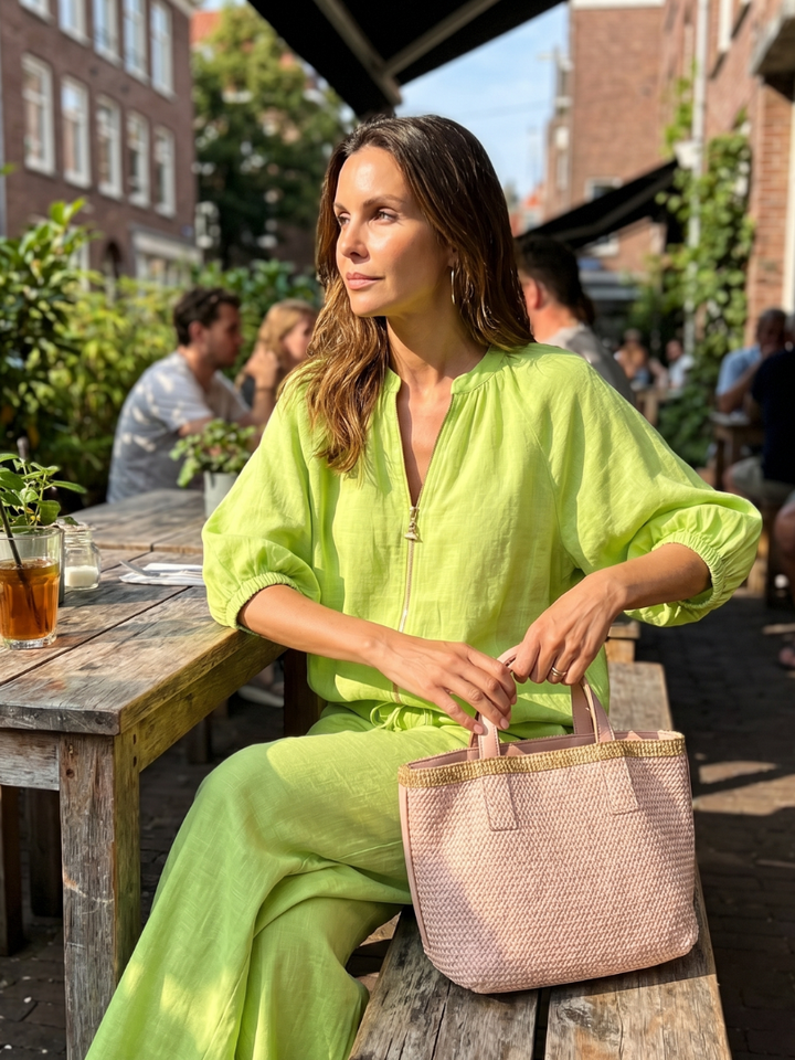 Natalia | Blouson-Top mit Reißverschluss und weit geschnittene Hose