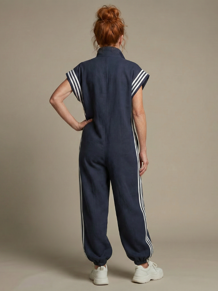 Lark | Jumpsuit mit Reißverschluss und Streifenpanel