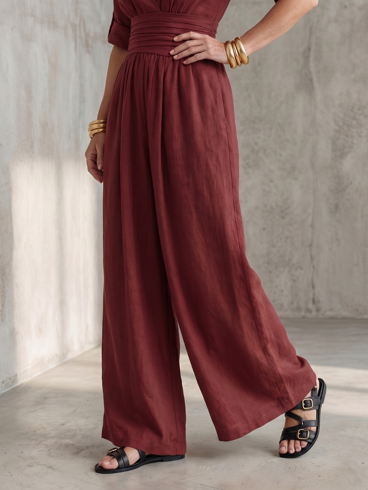 Wanda | Kreuz-Front Weitbeiniger Jumpsuit