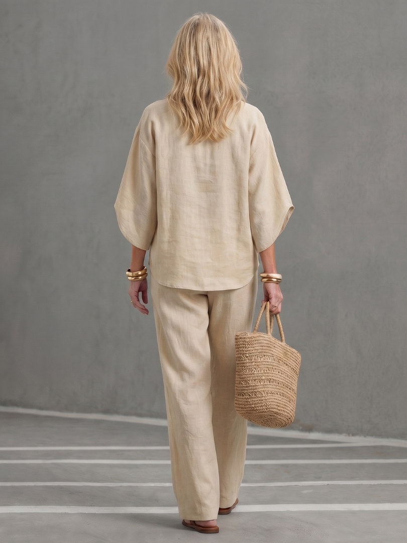 Amity | Knopf-Front Relaxed Tunika-Hosen-Set