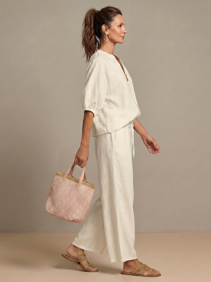 Natalia | Blouson-Top mit Reißverschluss und weit geschnittene Hose