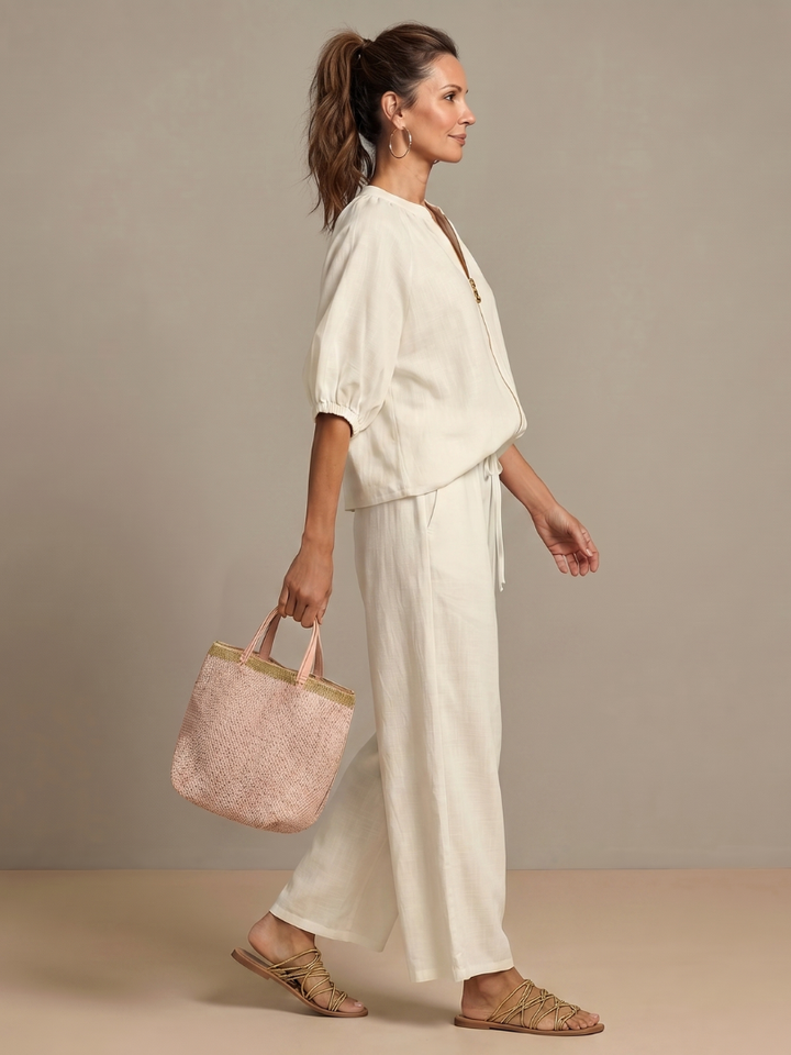 Natalia | Blouson-Top mit Reißverschluss und weit geschnittene Hose