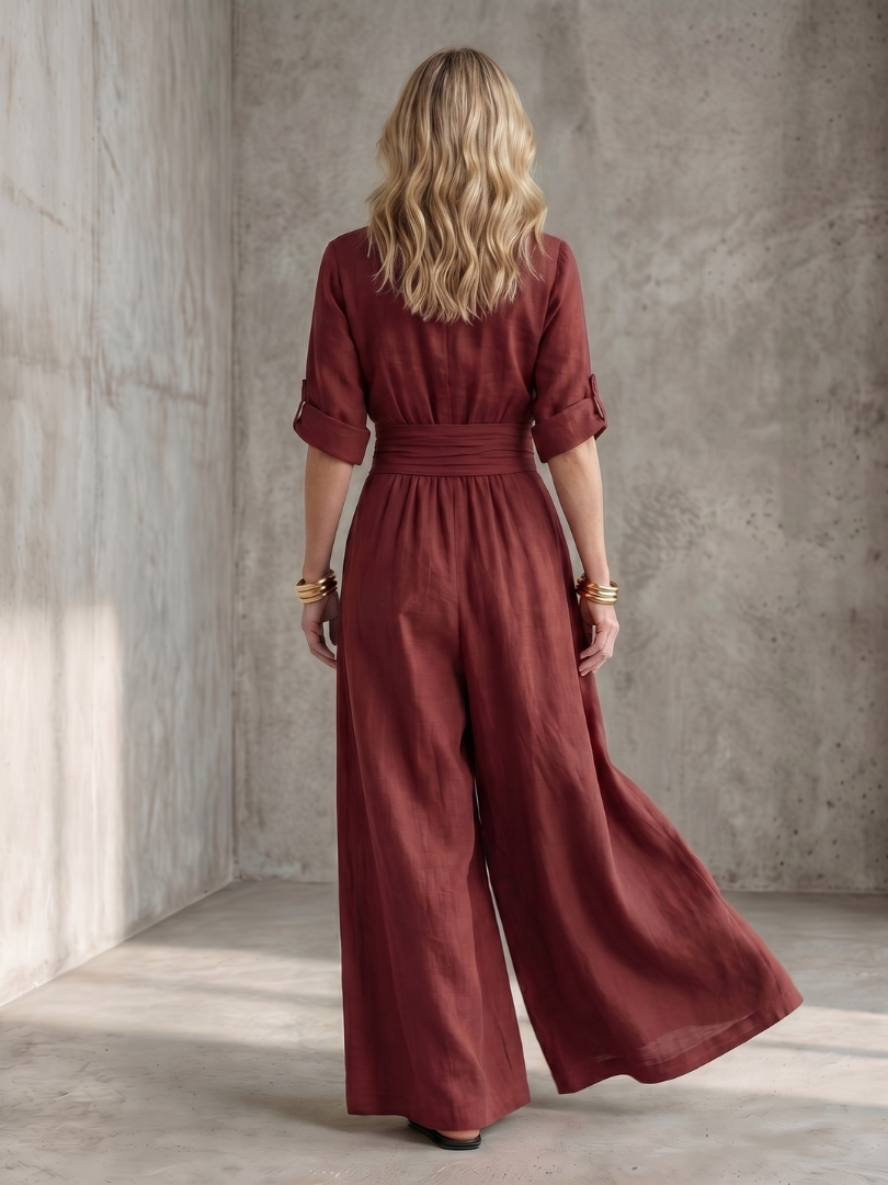 Wanda | Kreuz-Front Weitbeiniger Jumpsuit