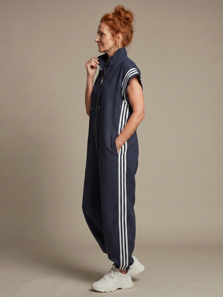 Lark | Jumpsuit mit Reißverschluss und Streifenpanel