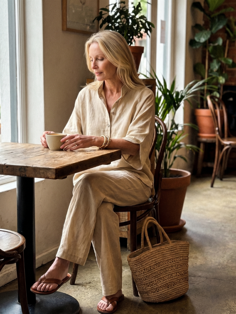 Amity | Knopf-Front Relaxed Tunika-Hosen-Set