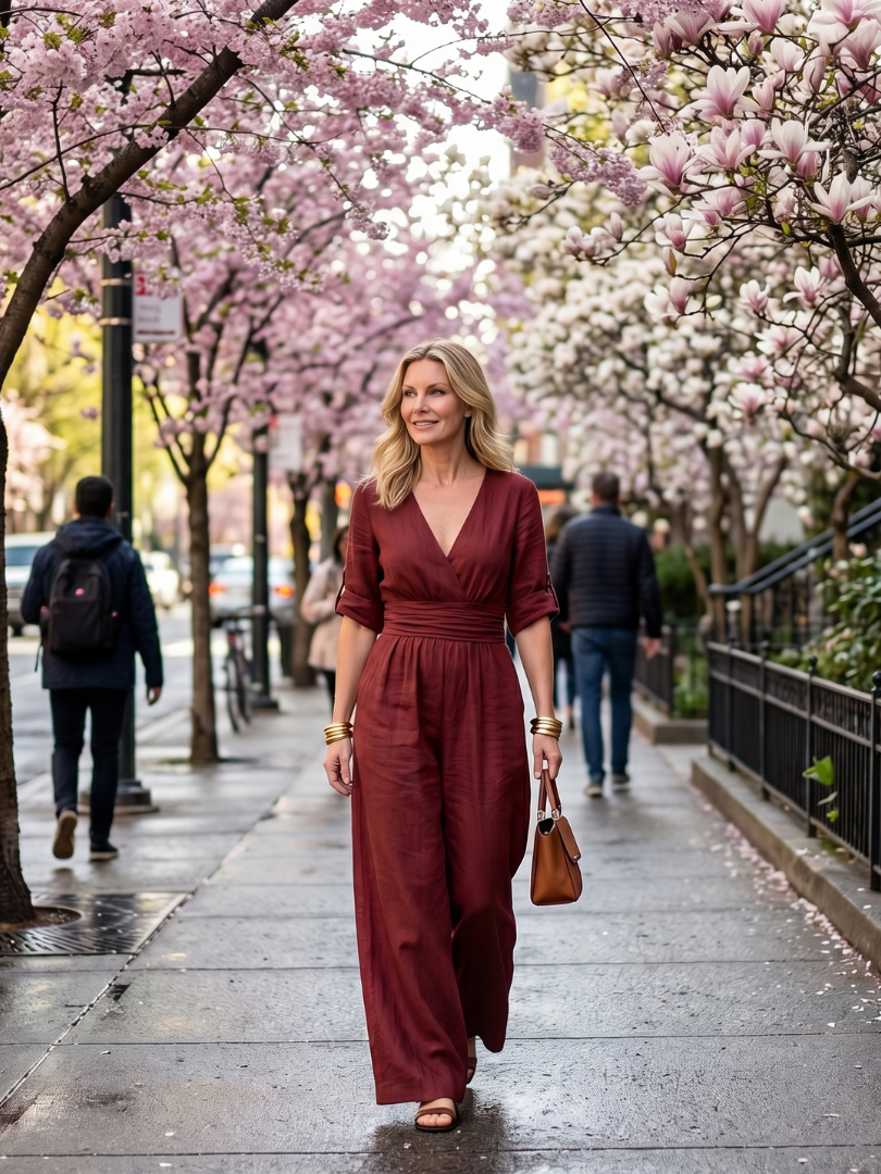 Wanda | Kreuz-Front Weitbeiniger Jumpsuit
