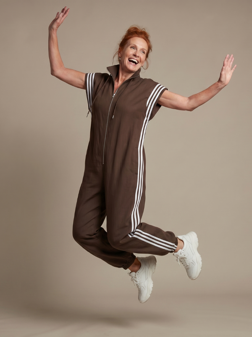 Lark | Jumpsuit mit Reißverschluss und Streifenpanel