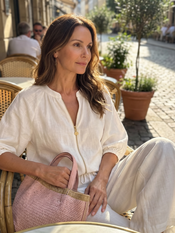 Natalia | Blouson-Top mit Reißverschluss und weit geschnittene Hose