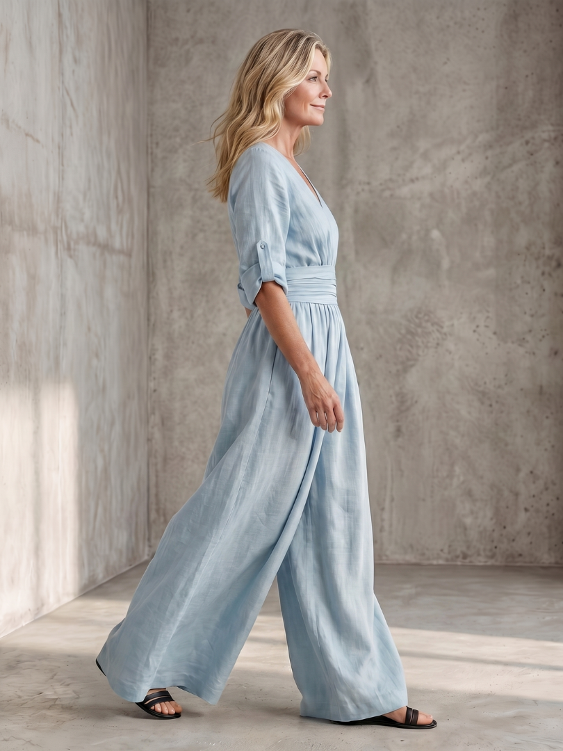 Wanda | Kreuz-Front Weitbeiniger Jumpsuit