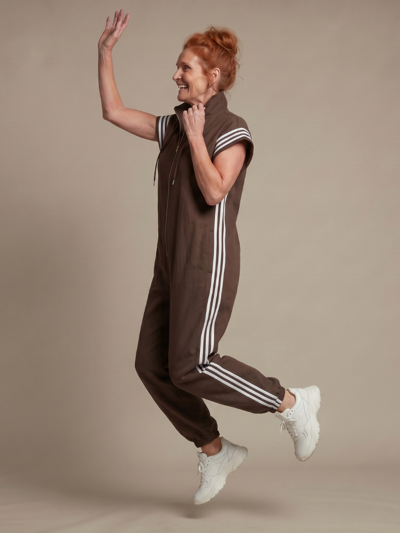 Lark | Jumpsuit mit Reißverschluss und Streifenpanel