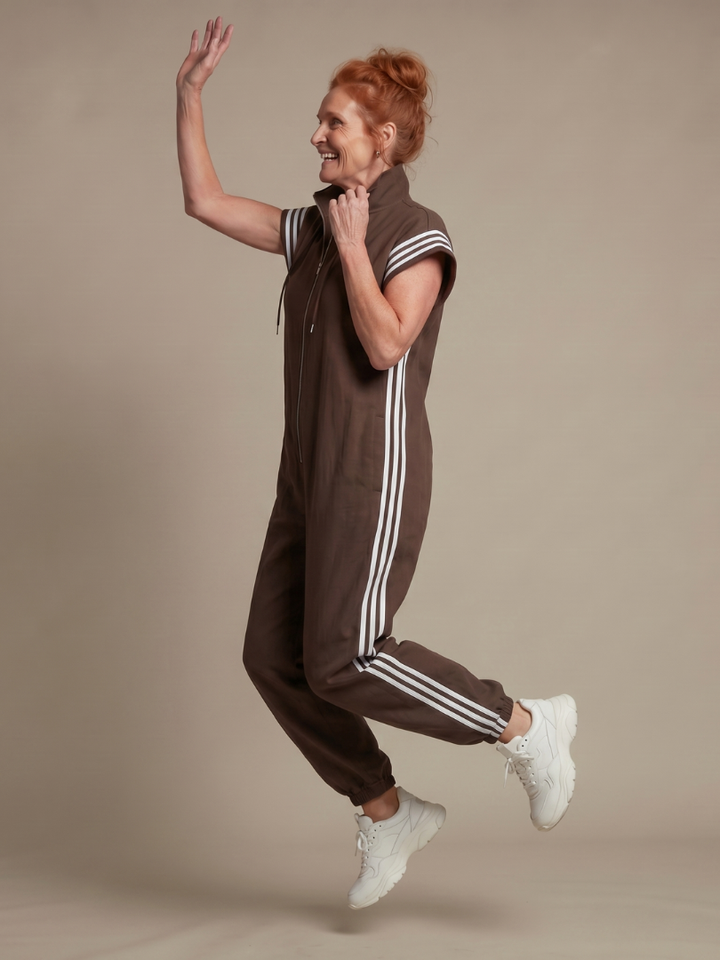 Lark | Jumpsuit mit Reißverschluss und Streifenpanel