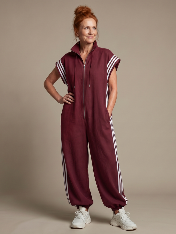 Lark | Jumpsuit mit Reißverschluss und Streifenpanel