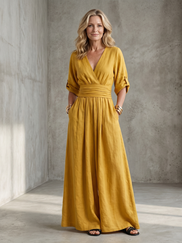 Wanda | Kreuz-Front Weitbeiniger Jumpsuit