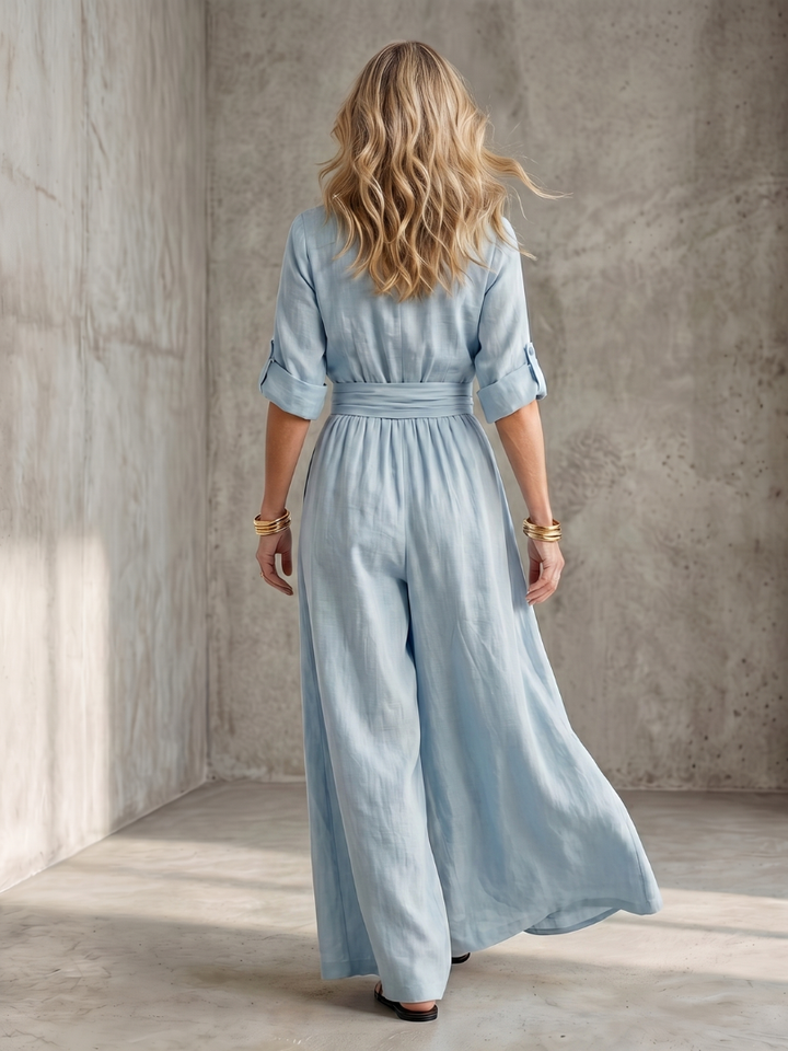 Wanda | Kreuz-Front Weitbeiniger Jumpsuit