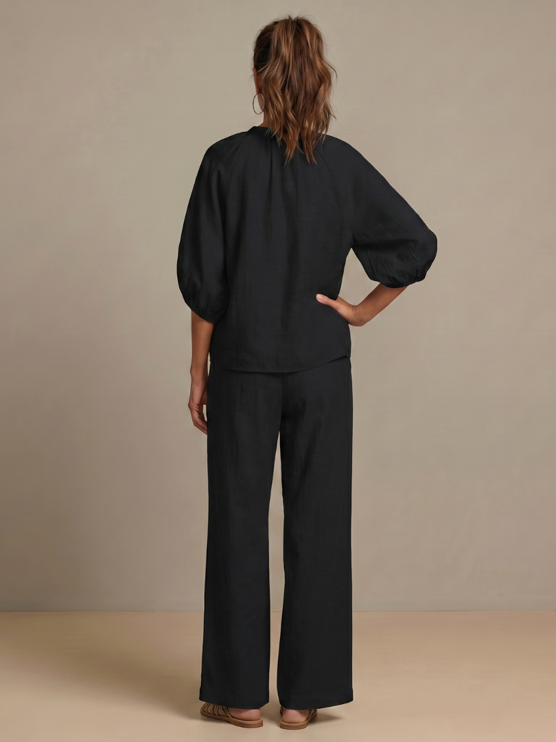 Natalia | Blouson-Top mit Reißverschluss und weit geschnittene Hose