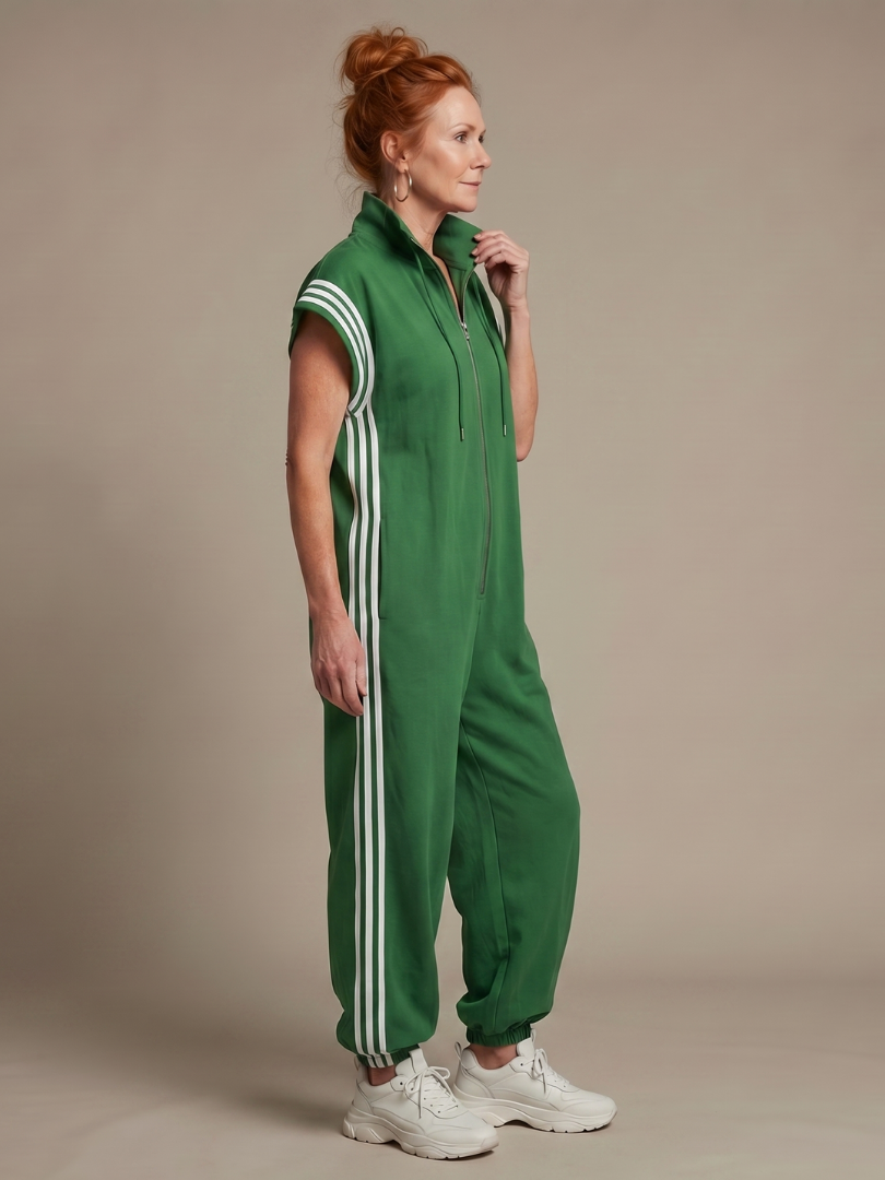 Lark | Jumpsuit mit Reißverschluss und Streifenpanel