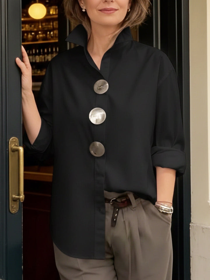Mila | Bequeme Bluse mit lockerer Passform und Stehkragen