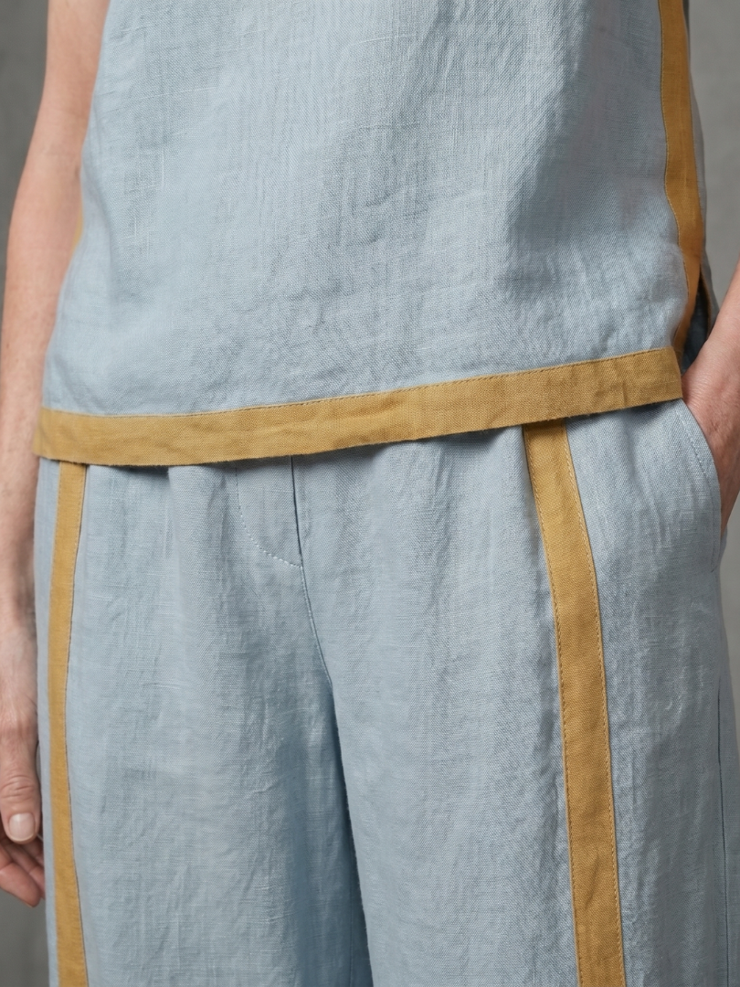 Inara | Ärmelloses Top mit weitem Bein Kontrast-Hosen-Set