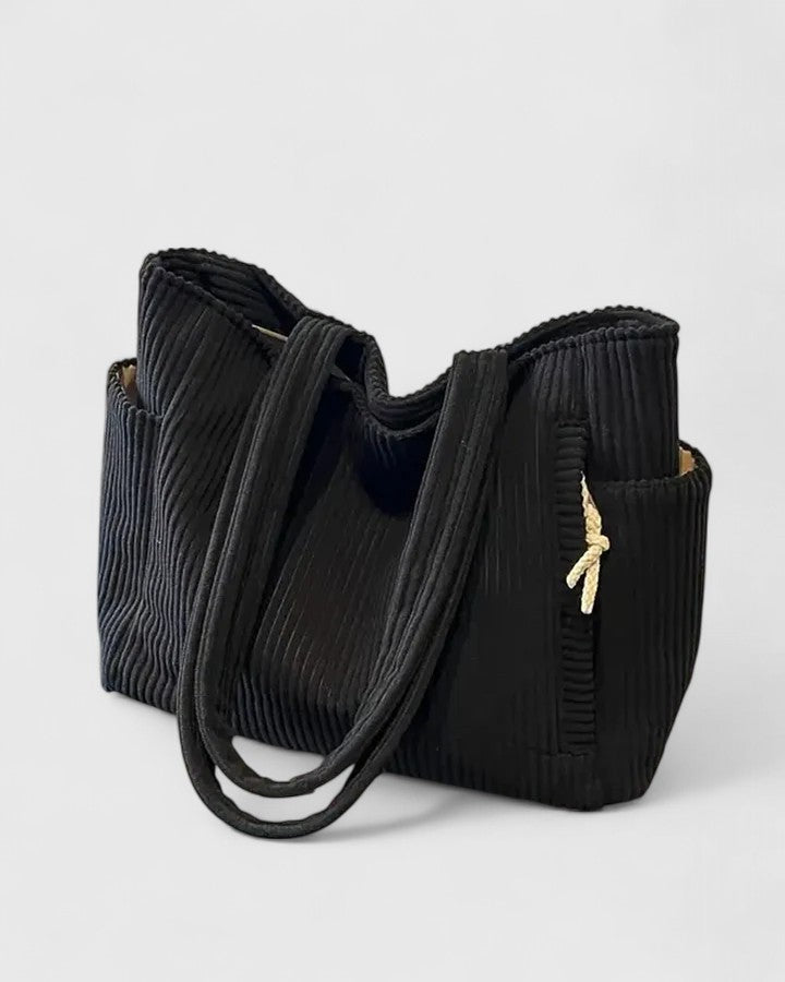 Esme | Luxuriöse gerippte Tote Bag mit Kordel-Detail