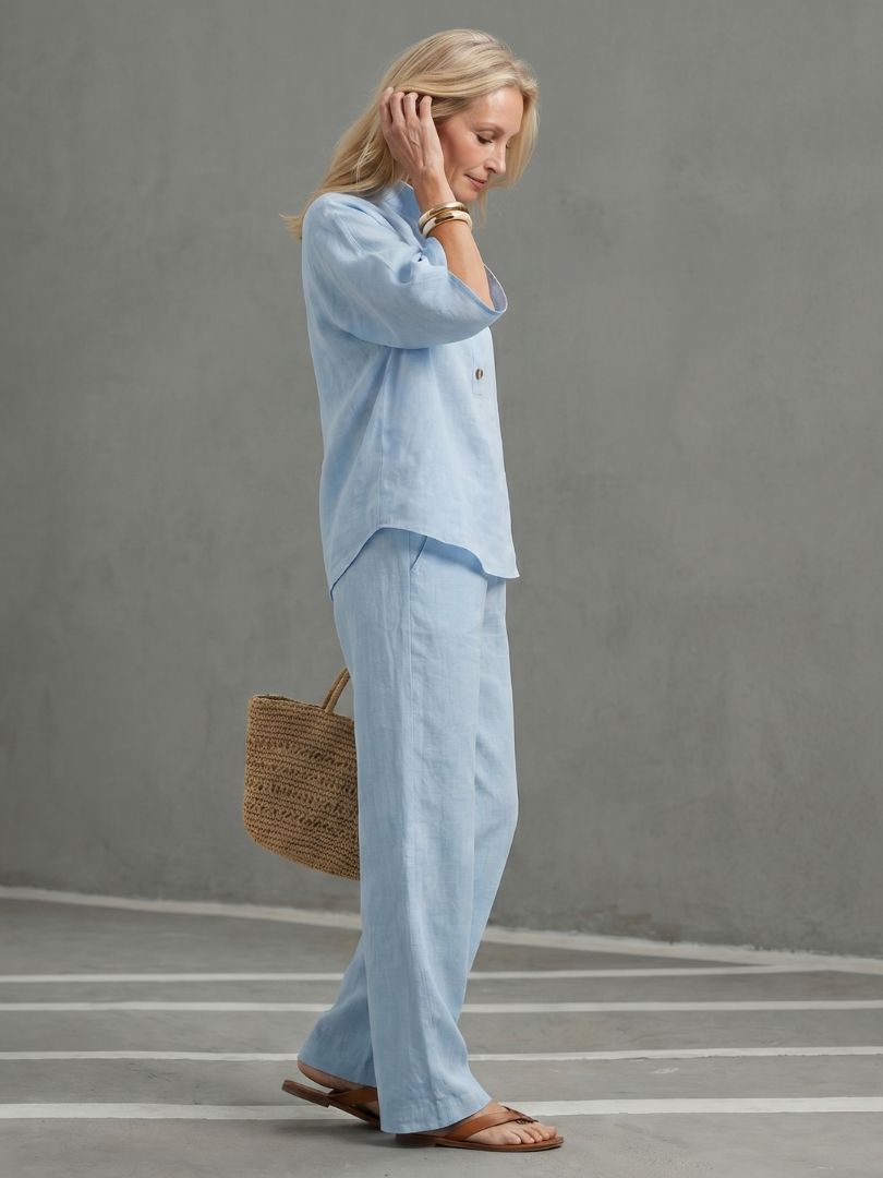 Amity | Knopf-Front Relaxed Tunika-Hosen-Set