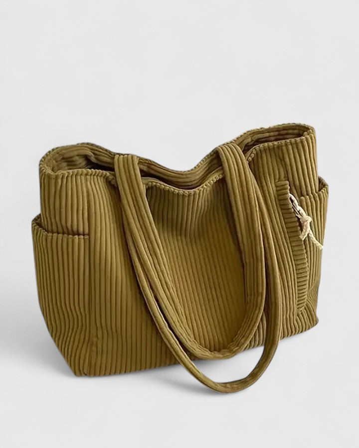 Esme | Luxuriöse gerippte Tote Bag mit Kordel-Detail