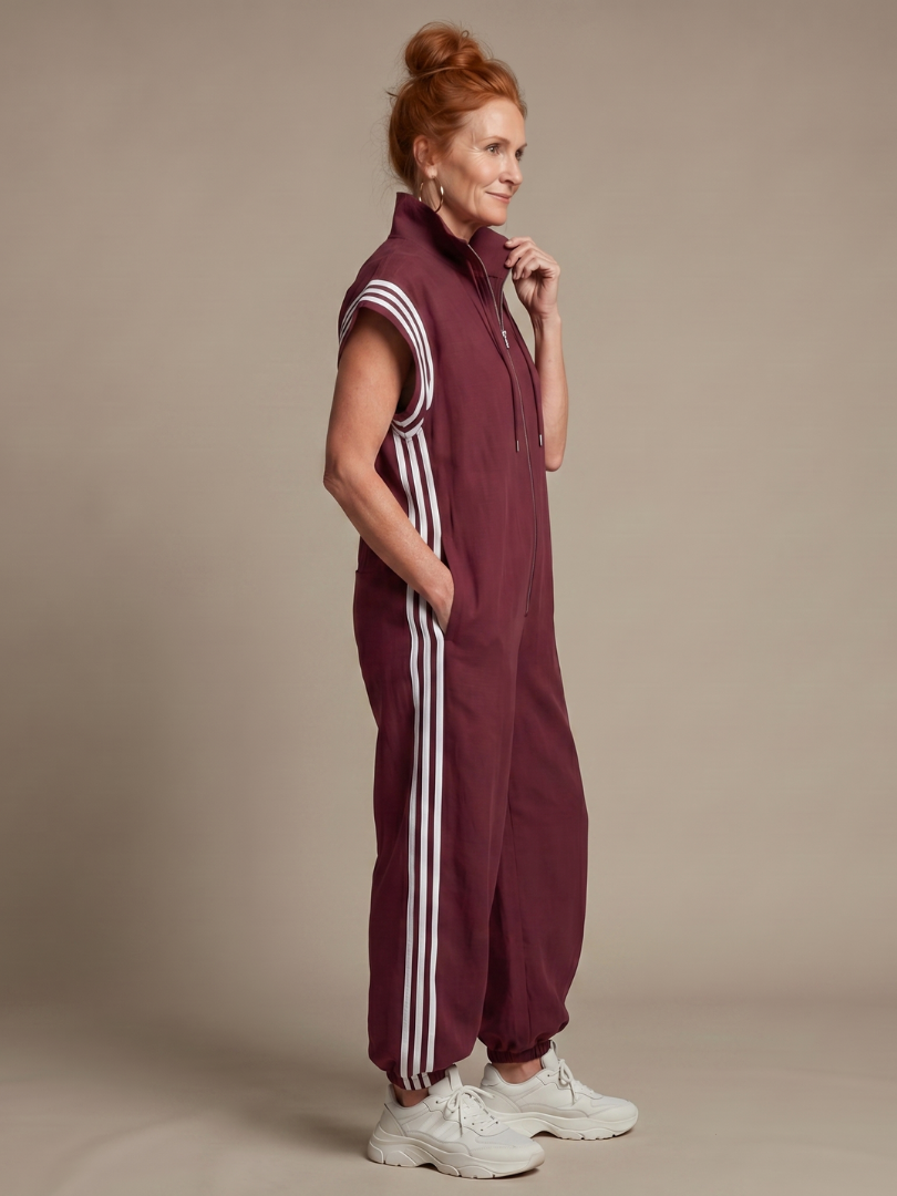 Lark | Jumpsuit mit Reißverschluss und Streifenpanel