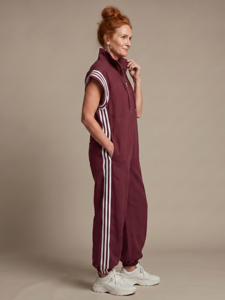 Lark | Jumpsuit mit Reißverschluss und Streifenpanel