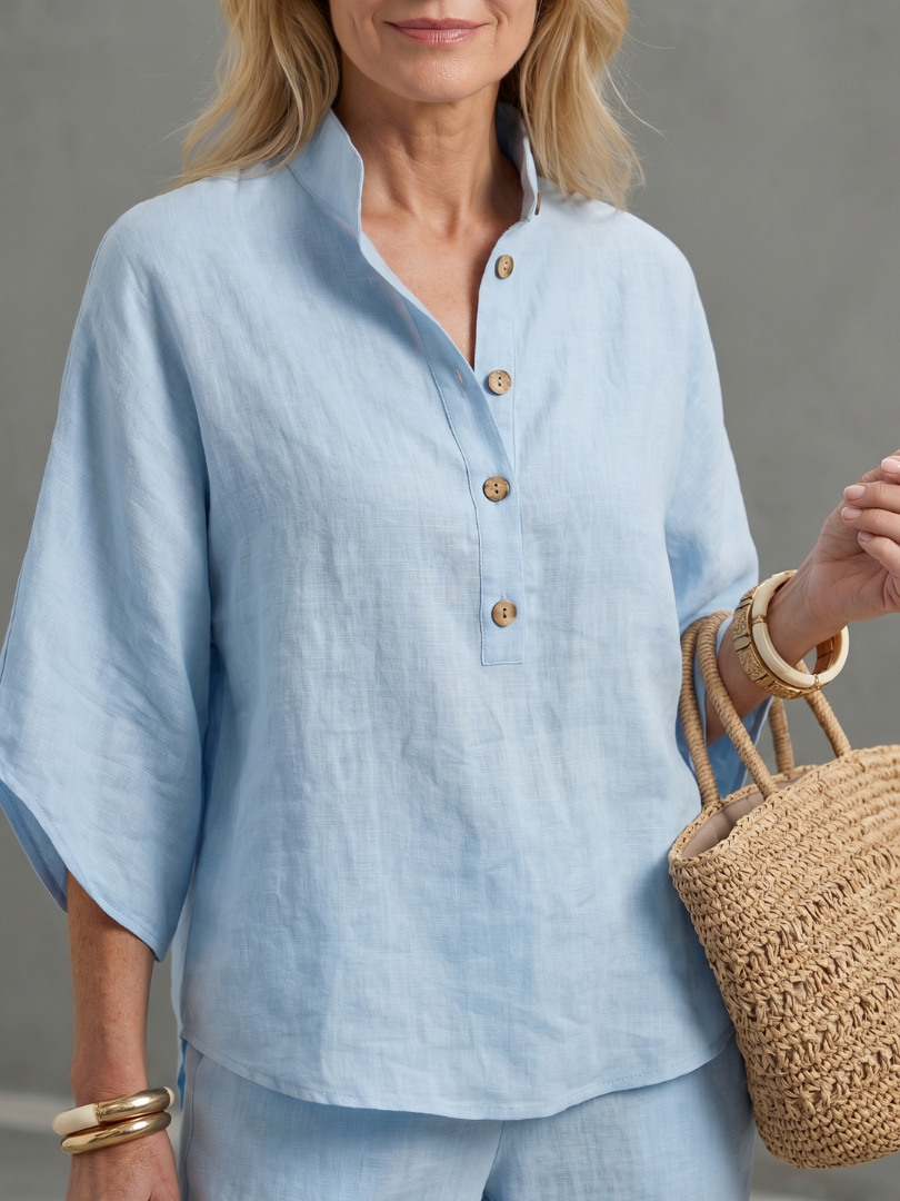 Amity | Knopf-Front Relaxed Tunika-Hosen-Set