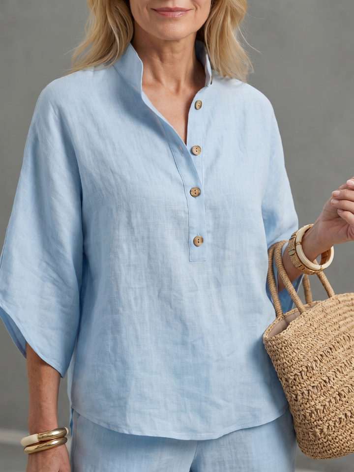 Amity | Knopf-Front Relaxed Tunika-Hosen-Set