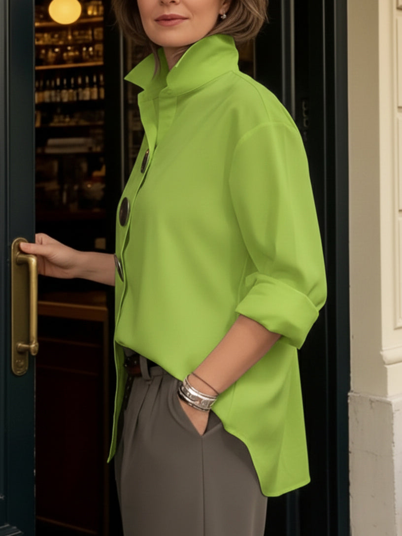 Mila | Bequeme Bluse mit lockerer Passform und Stehkragen
