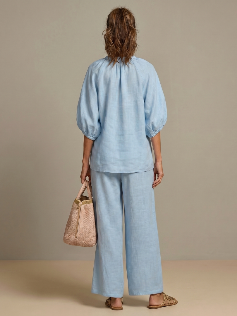 Natalia | Blouson-Top mit Reißverschluss und weit geschnittene Hose
