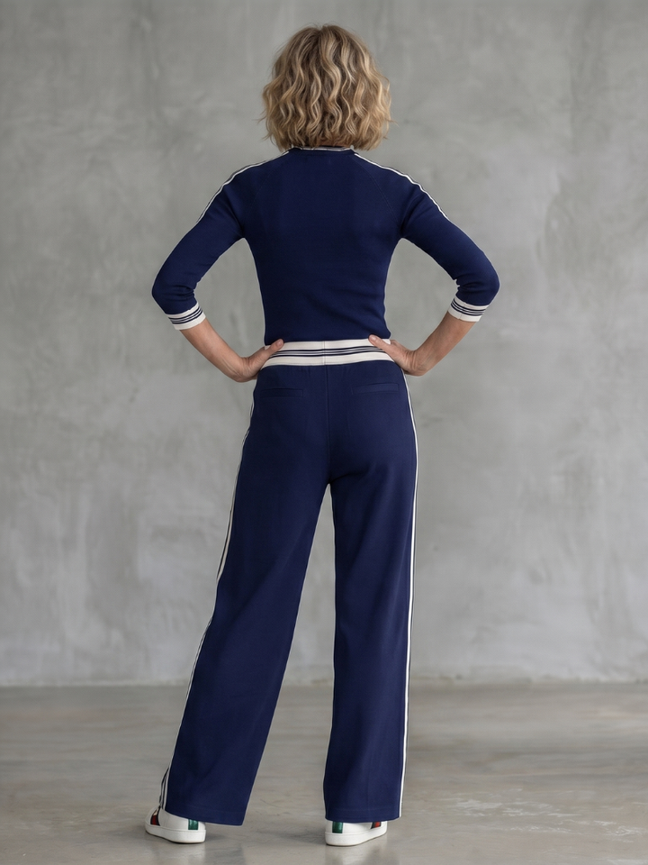 Eirlys | Enganliegendes Langarm-Top mit Weitbein-Hosen-Set