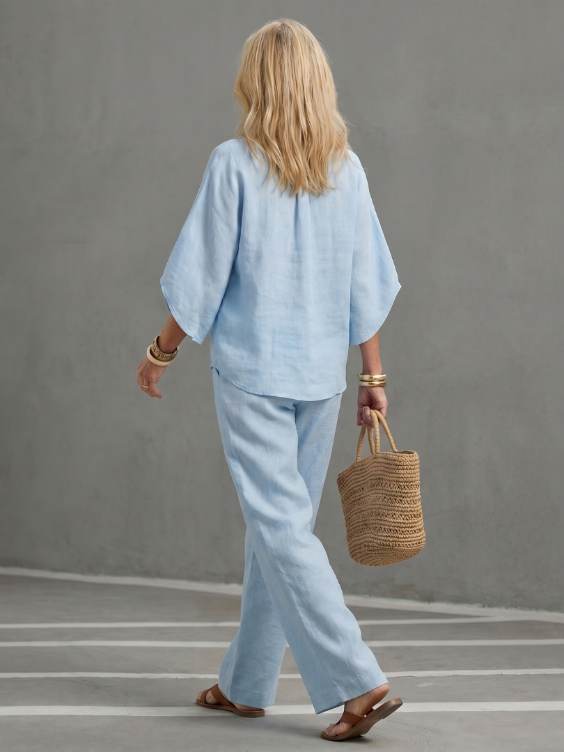 Amity | Knopf-Front Relaxed Tunika-Hosen-Set
