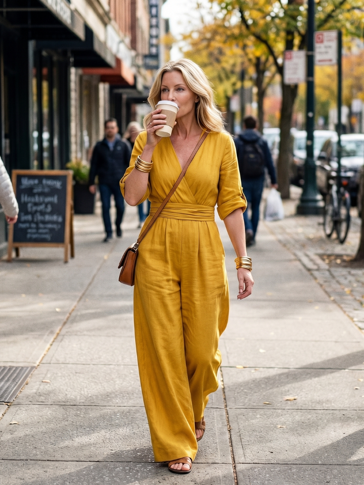 Wanda | Kreuz-Front Weitbeiniger Jumpsuit