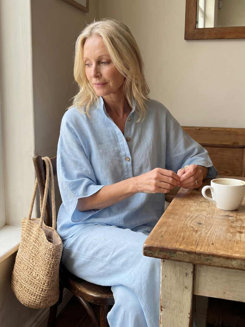 Amity | Knopf-Front Relaxed Tunika-Hosen-Set