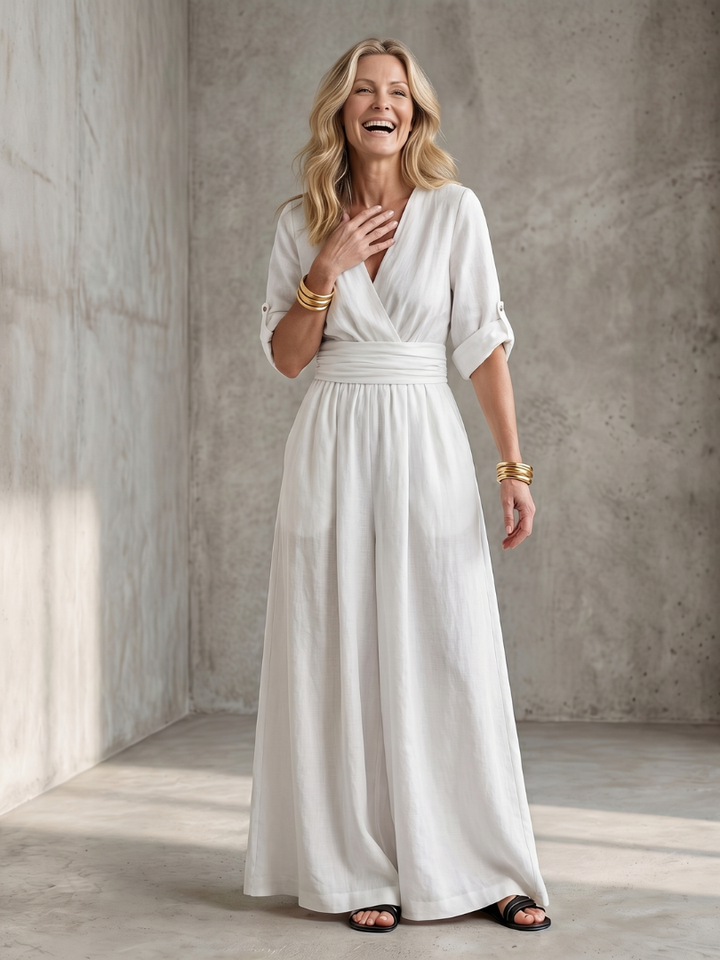 Wanda | Kreuz-Front Weitbeiniger Jumpsuit