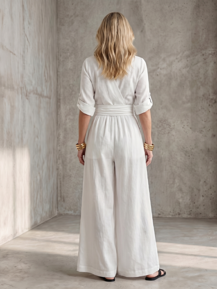 Wanda | Kreuz-Front Weitbeiniger Jumpsuit