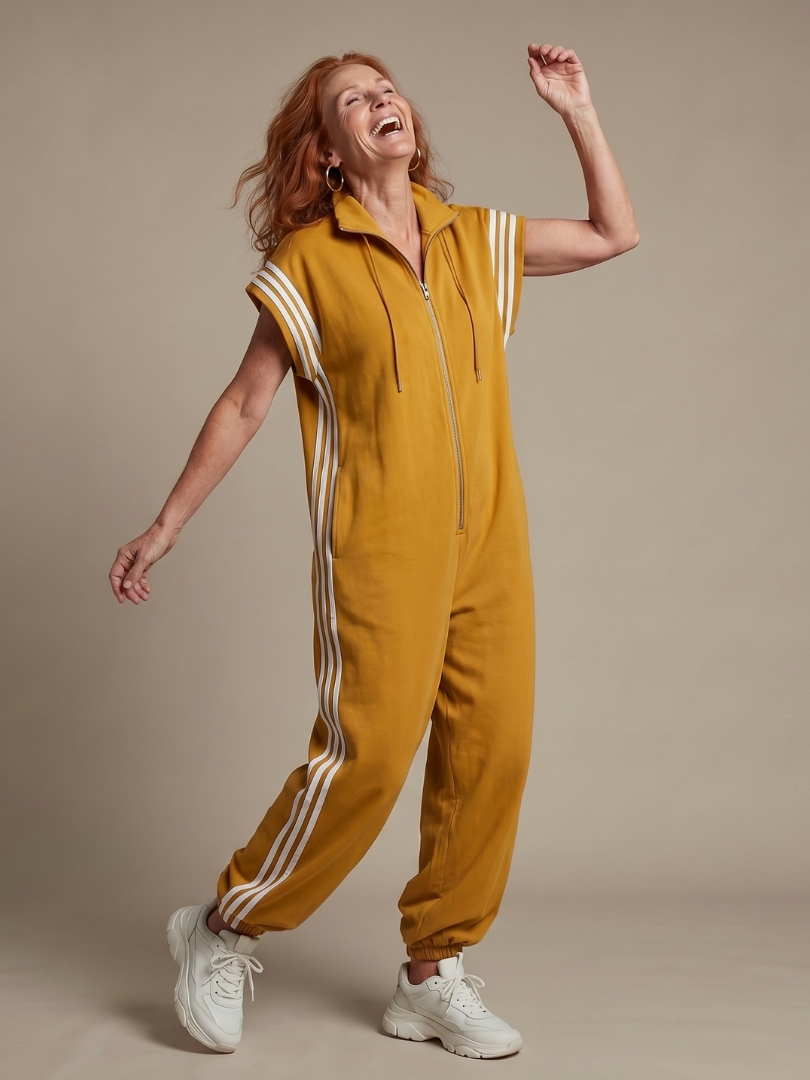 Lark | Jumpsuit mit Reißverschluss und Streifenpanel