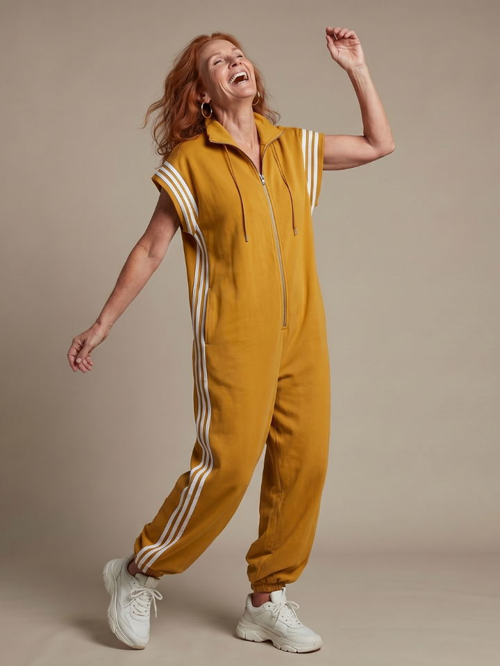 Lark | Jumpsuit mit Reißverschluss und Streifenpanel