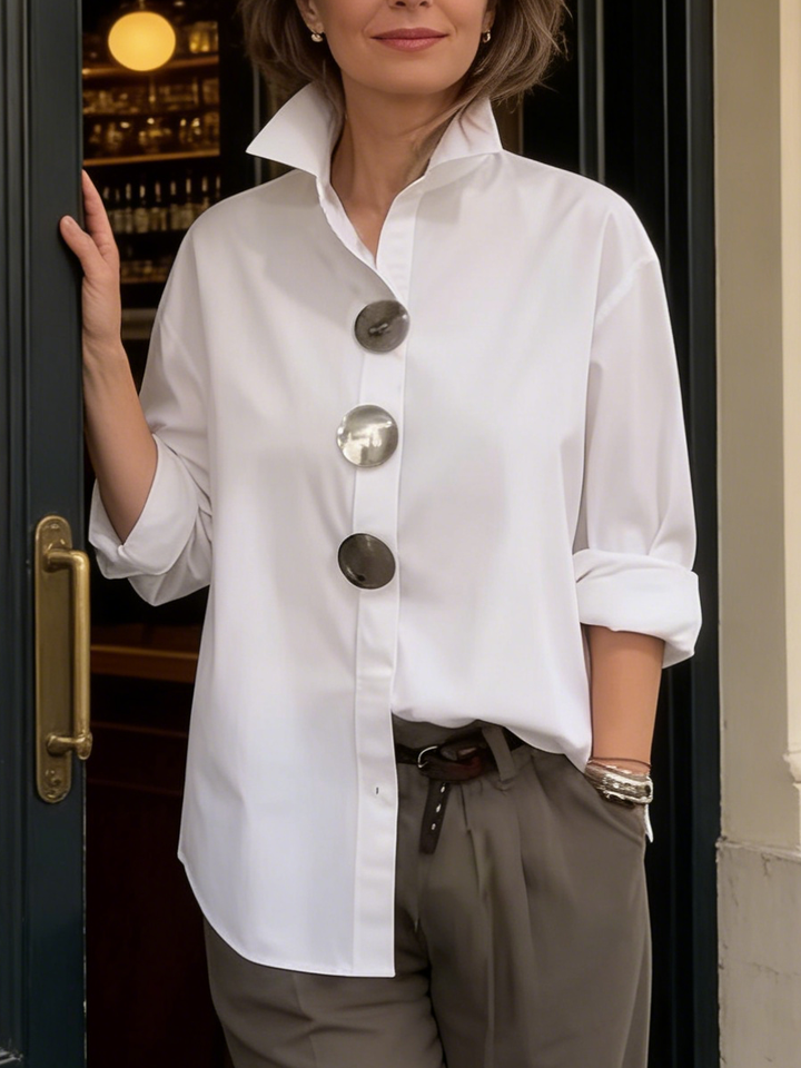 Mila | Bequeme Bluse mit lockerer Passform und Stehkragen