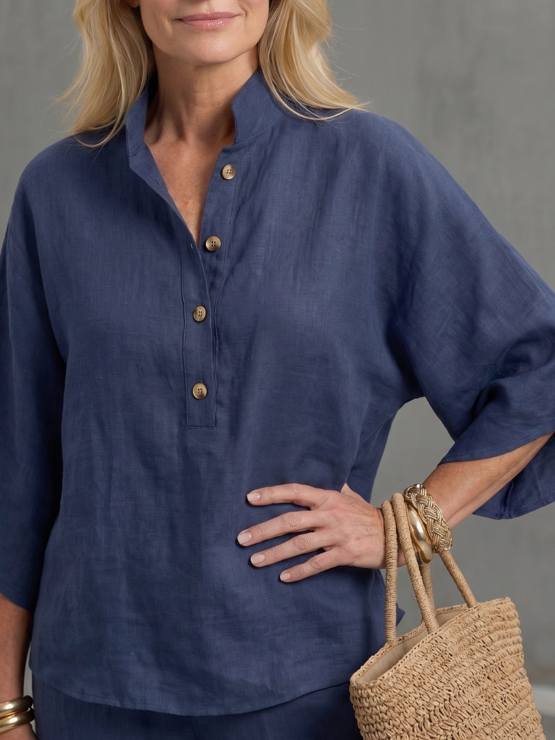 Amity | Knopf-Front Relaxed Tunika-Hosen-Set