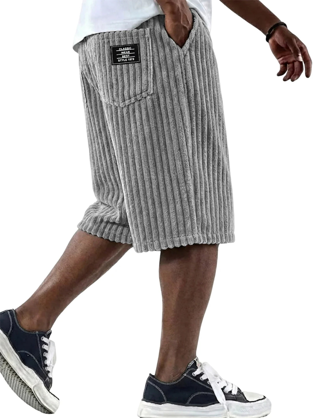 Magnus | Cord-Shorts mit Stickdetail