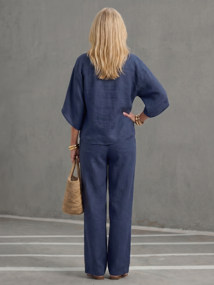 Amity | Knopf-Front Relaxed Tunika-Hosen-Set