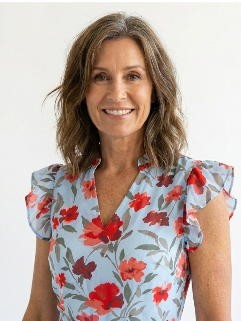 Lila | Floral V-Ausschnitt Schichten Midi Kleid